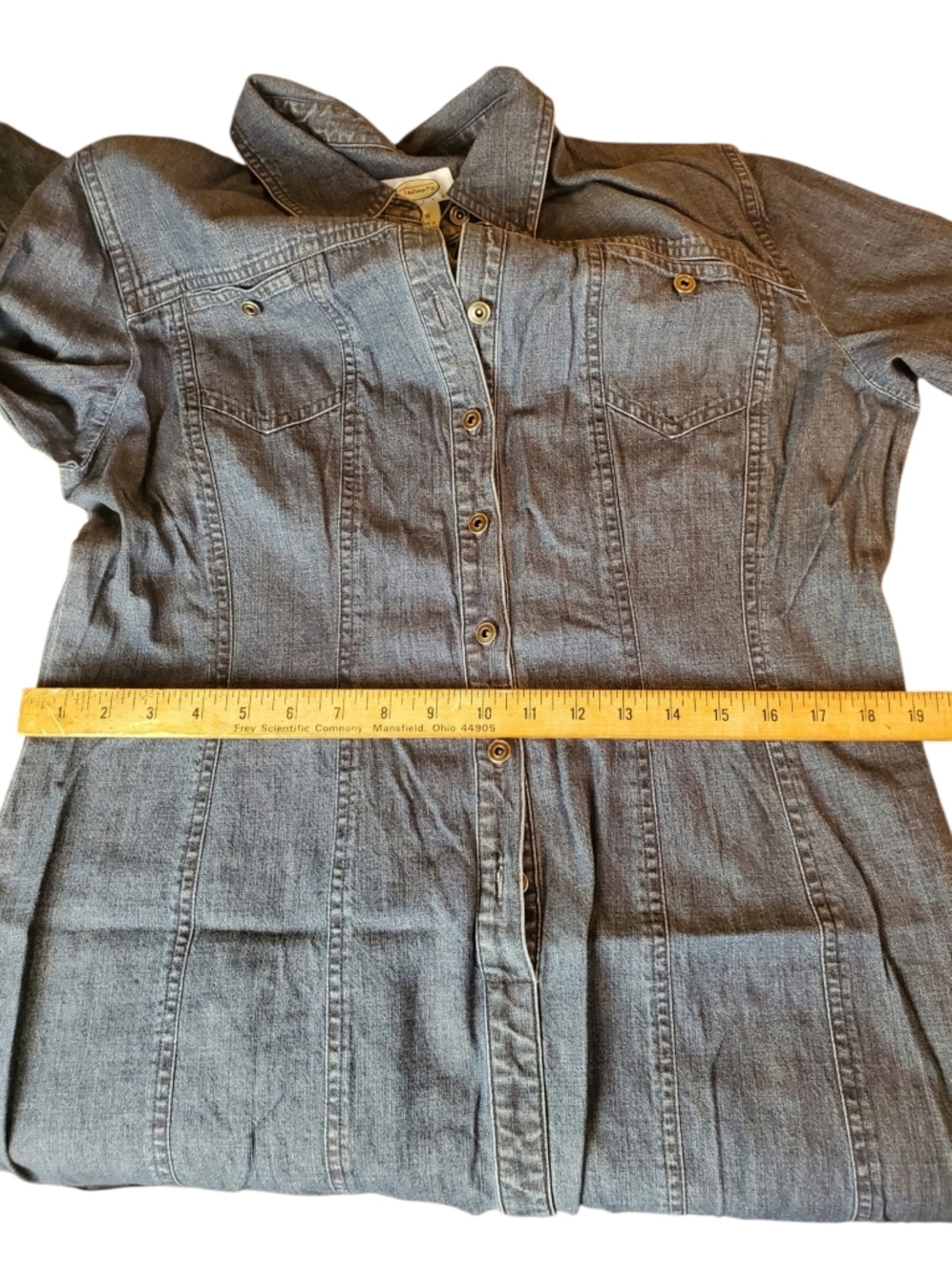 VTG Talbots Denim Shirt Midi Dress Size 16 PETITE – Long Sleeve Blue Jean. #258 - Picture 10 of 11